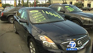 recalled cars on a lot in L.A.